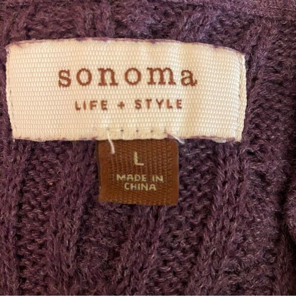 Sonoma Short Sleeve Cable Knit Cardigan Wrap Sweater Womens Size Large w Button - Picture 4 of 6